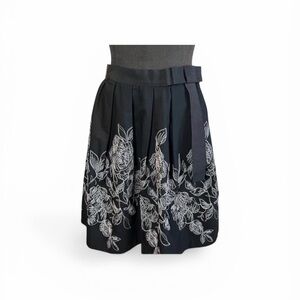 Elegant Black Floral Embroidered Skirt by U're